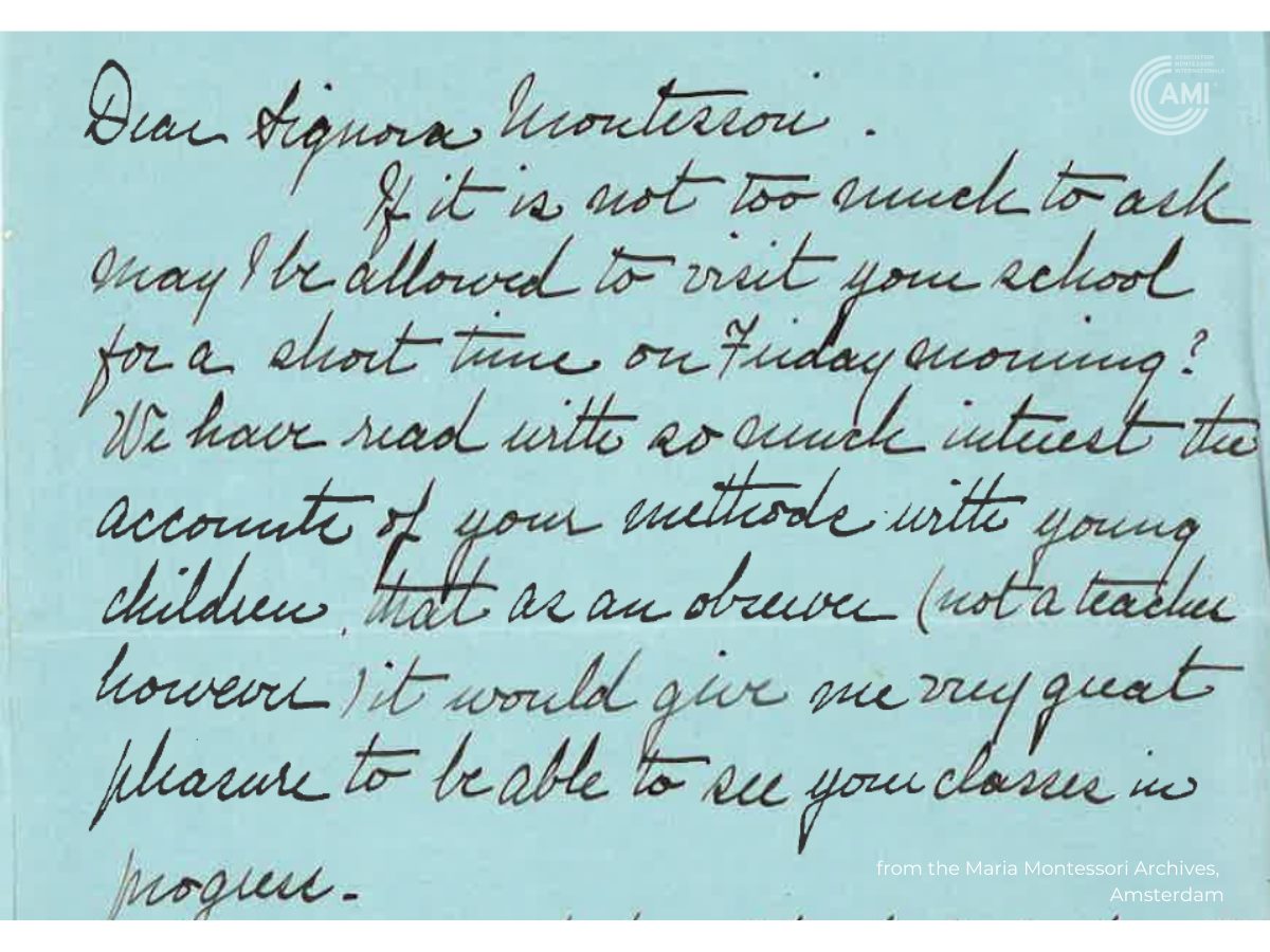 Letter to Maria Montessori