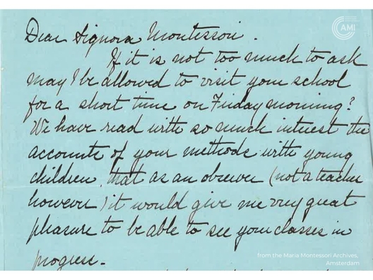 Letter to Maria Montessori